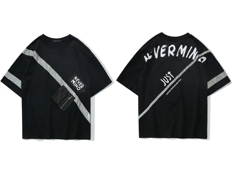 3M Reflective Stripe Front Zipper Pockets Tshirts 2