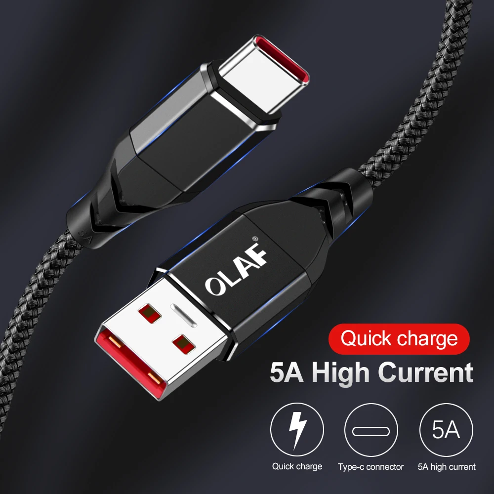 OLAF 5A USB Type C кабель для быстрой зарядки Huawei P20 Lite Pro Xiaomi mi 8 Usb передачи данных Шнур