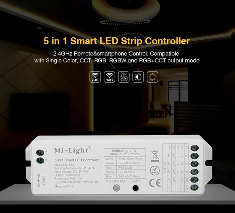 MiLight 2,4 г беспроводной 8 зон FUT089 дистанционного B8 настенный сенсорный Панель LS2 5IN 1 smart led контроллер для RGB+ CCT Светодиодная лента