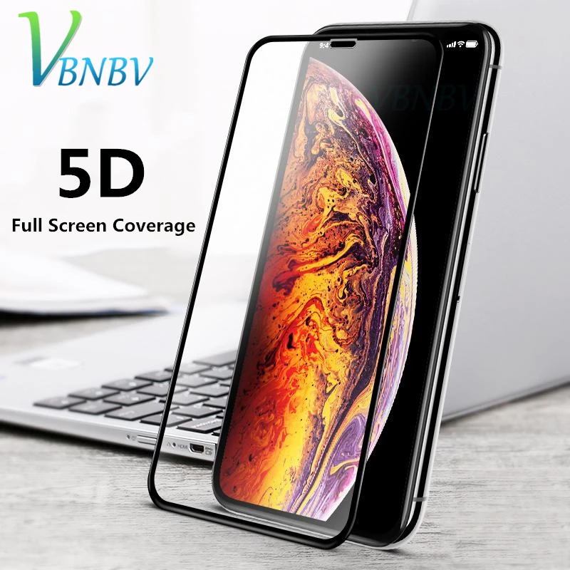 

VBNBV 5D Full cover Tempered Glass For iPhone 7 8 6 6s Plus 5 5S SE HD Screen Protector For iPhone X XS Max XR Protective Glass