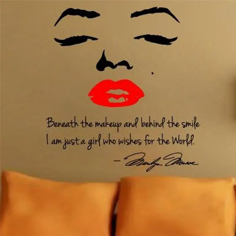 Ebay Autocollants Muraux Marilyn Monroe Visage Levre Rouge Citation D Inspiration Decoration Interieure Pour Fille 8002 Autocollant Mural En Vinyle 4 0 Etiquette Murale Pour La Salle De Lit Aliexpress