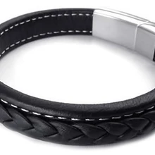 Ювелирные изделия мужской браслет кожаный браслет из нержавеющей стали черный