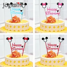 JOY-ENLIFE 1set Mickey Minnie Mouse Theme Happy Birthday Cupcake Topper Flags Baby Shower Kids Birthday Party Cake Decoration