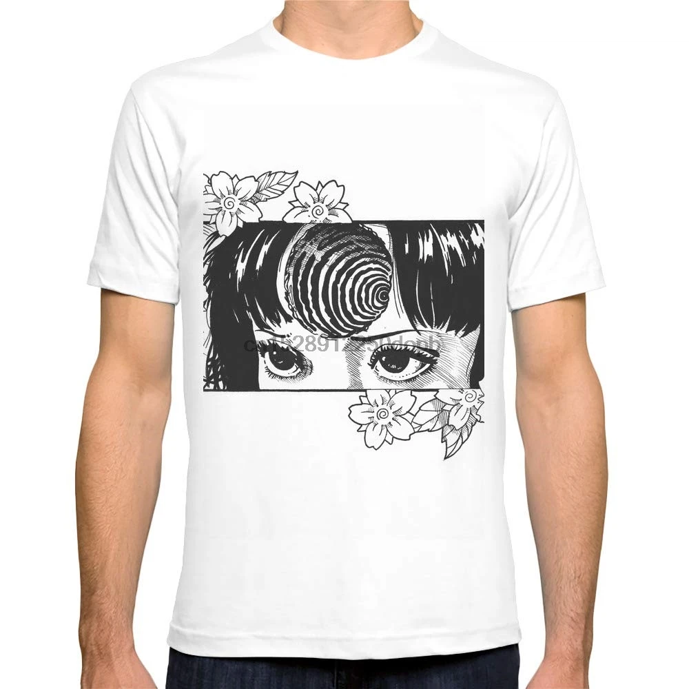 

T Shirts Uzuma Junji Ito with Cherry Blossoms 2019 New Brand Clothing Men Printing O-Neck Cotton Active Shorts Slim Fit T-Shirt