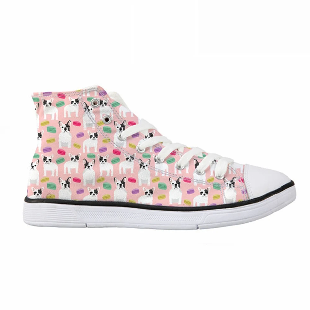 

Customized French Bulldog Cute Women's Vulcanize Shoes Sneakers Casual Women High Top Canvas Shoes Flats Fashion Girls Walking