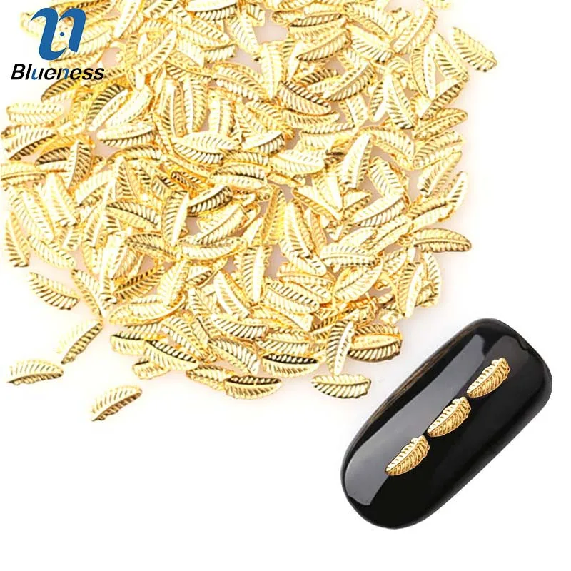 

Hot Sell 3D Nail Art Decoration Japanese Style Nail Stud Gold Leaf Design 4*9mm Manicure Accessories PJ451