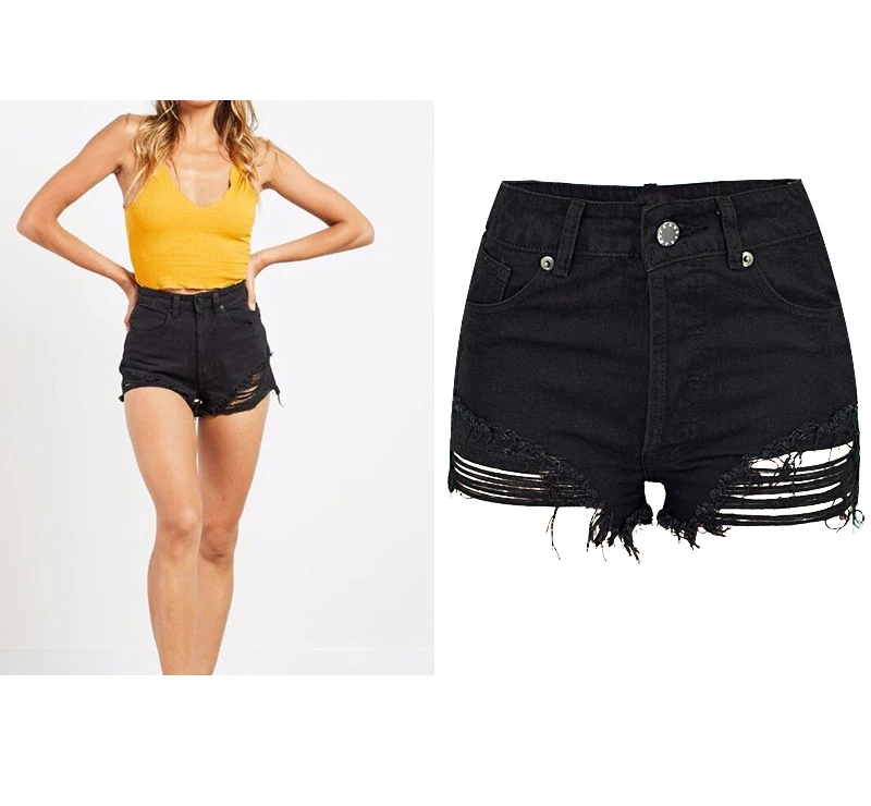 Ladies black denim shorts Clearance