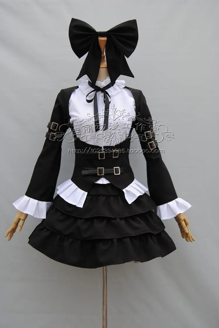 Fairy Tail Cosplay Erza Scarlet Costume Anime Lolita Maid Dress Black White Suit 