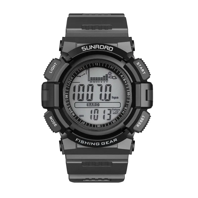 SUNROAD мужские спортивные цифровые черные часы-погода, водонепроницаемый, для пешего туризма, компас, барометр, альтиметр, часы с термометром