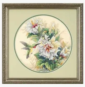 Cross Stitch Kit Hibiscus Duo Hummingbird Bird and Flower Flowers dim 35156