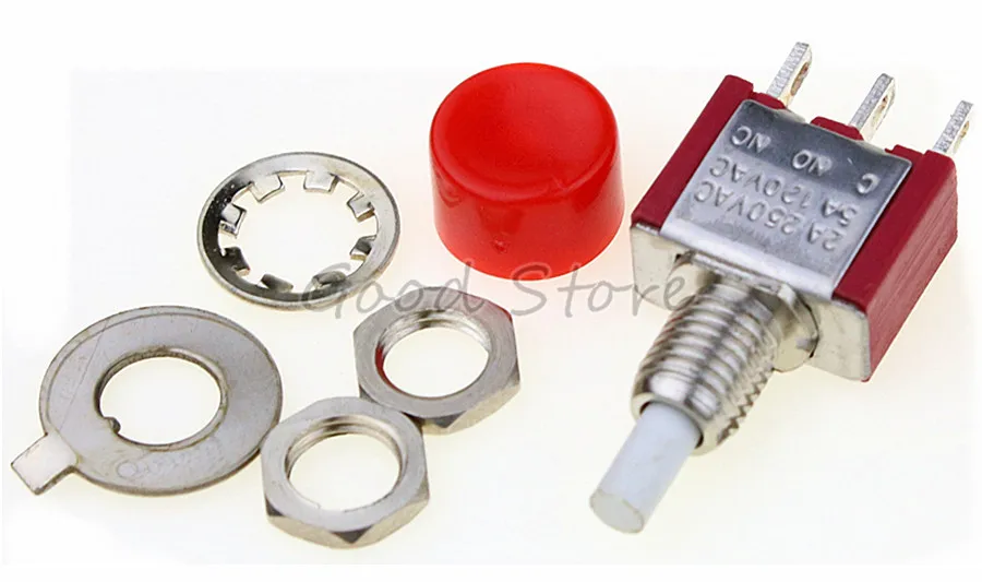 DS612 красный 3 контактный SPDT мгновенный AC 2A/250V 5A/120V кнопочный переключатель 1 NO