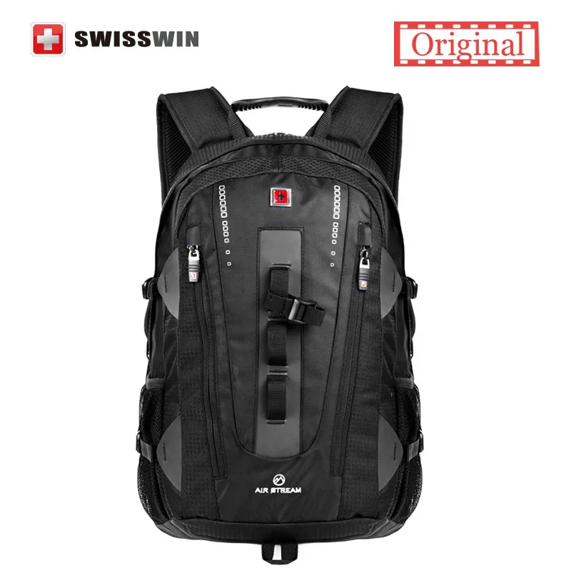 

Swisswin Brand Fashion Laptop Backpack Bag Swiss Army Black High Quality 38L Large Capacity Travel Waterproof Backpack Male