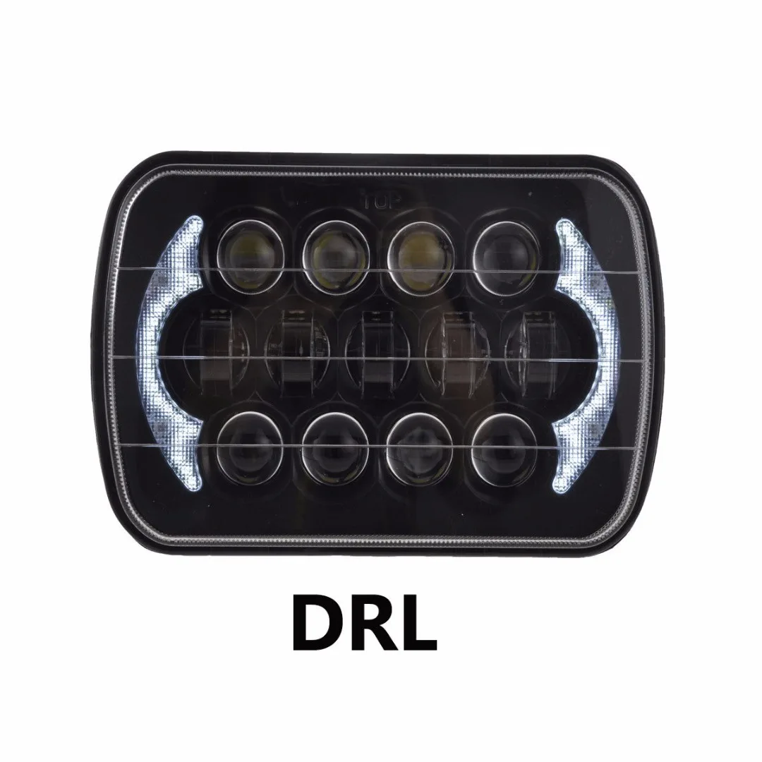 Black 85W 7x6" 5X7" LED Projector Headlight Hi-Lo Beam DRL For Jeep Cherokee XJ
