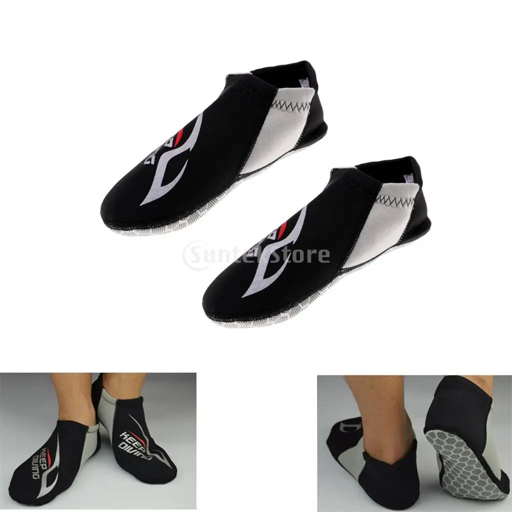 3mm Neoprene Scuba Diving Warm Socks Beach Swimming Surfing Snorkeling Kayak Water Sports Shoes Boots Equipment XS-XL Gray Black