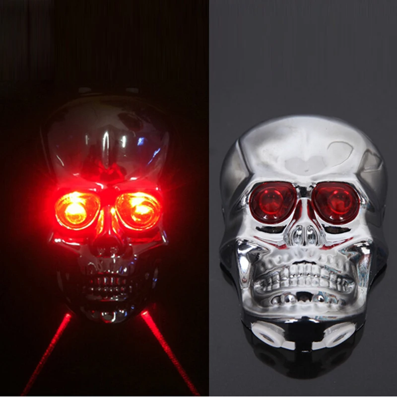 Skull Head Shaped Cycling Bike Bicycle 2 Laser Beam And 5 Led Rear Tail