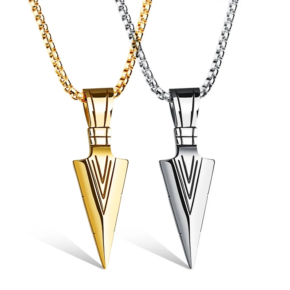 

Retro Men Necklace Punk Arrow Design Pendants Chains Stainless Steel Choker Casual Party Friends Erkek Kolye Jewelry Accessories