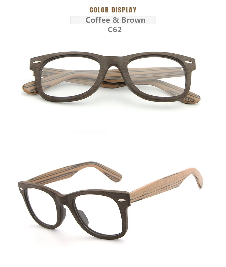 HDCRAFTER очки в оправе ретро деревянные простые очки для близорукости с прозрачными линзами деревянные квадратные оправы для очков