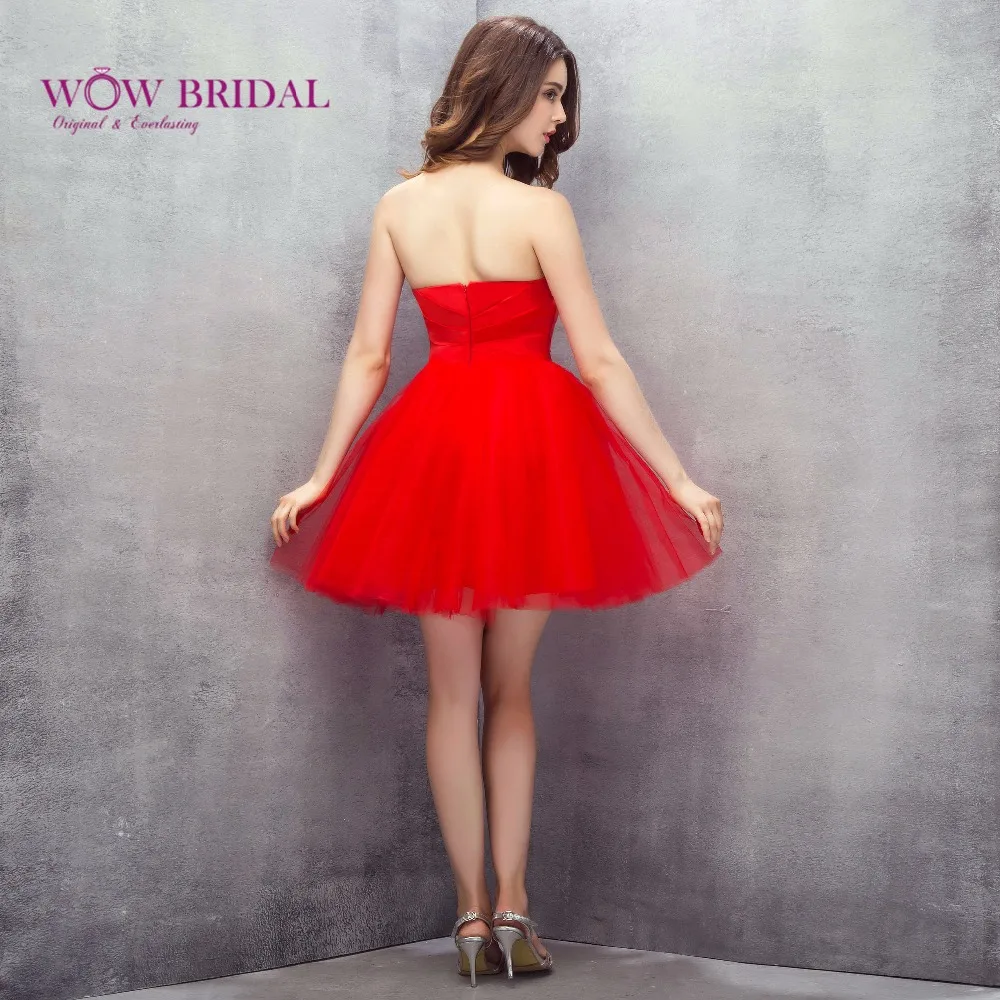 Wowbridal/красное короткое платье из тюли для выпускников, новинка года, выпускные платья высокого качества, пышное милое короткое платье