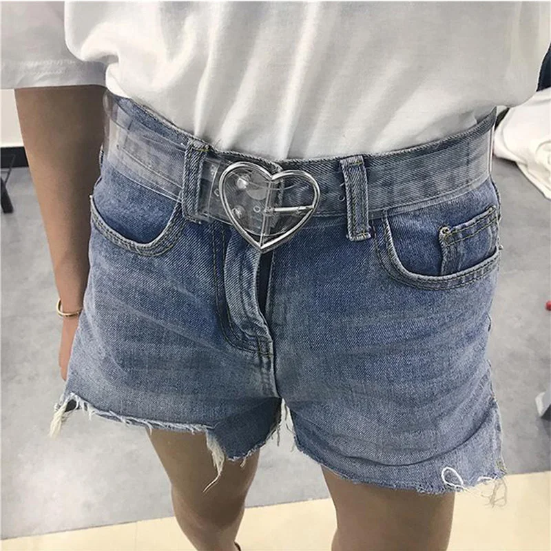 

BLA Fashion Transparent Belt for Women Girl Heart Round Pin buckle Casual Personality Creative Belts For Jeans Students Z30