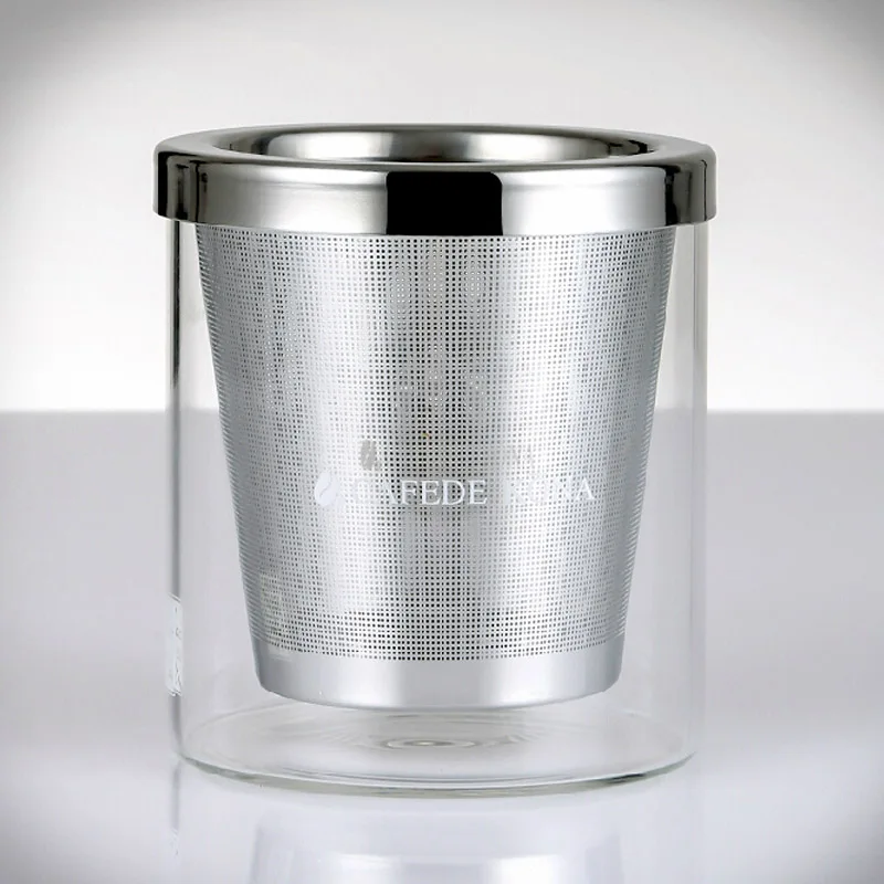 High quality stainless steel mesh coffee filter 280ml glass coffee cup