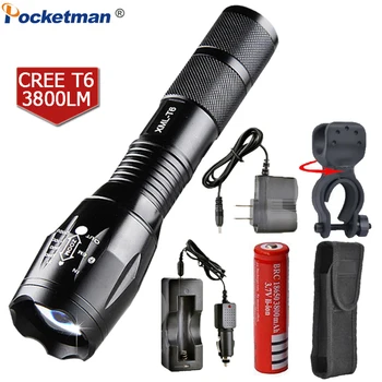 

Pocketman LED Flashlight E17 4800 Lumens 5-Mode XM-L T6 Zoomable rechargeable Focus Torch by 1*18650 or 3*AAA