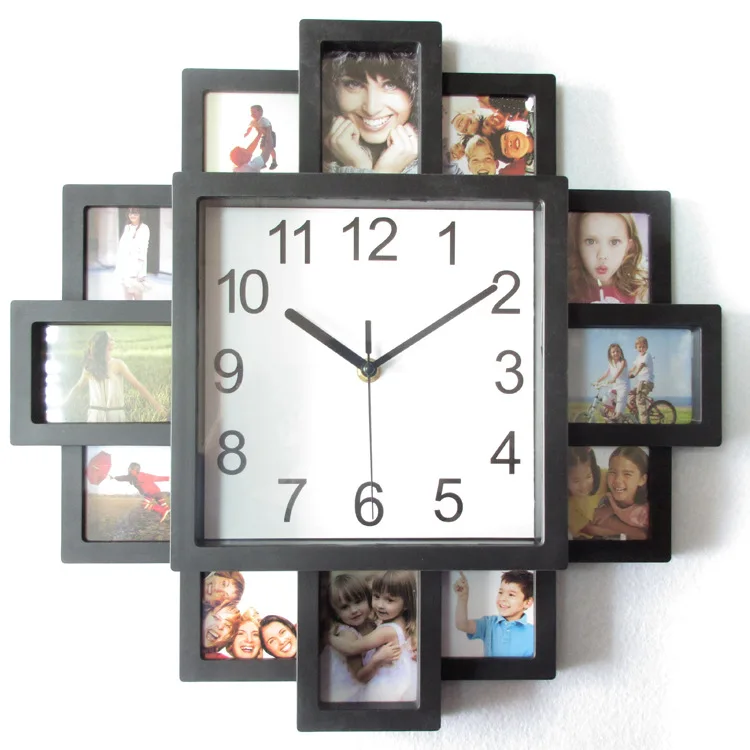 

2018 New DIY Wall Clock Modern Design DIY Photo Frame Clock Black Plastic Photo Frame Living Room Decoration