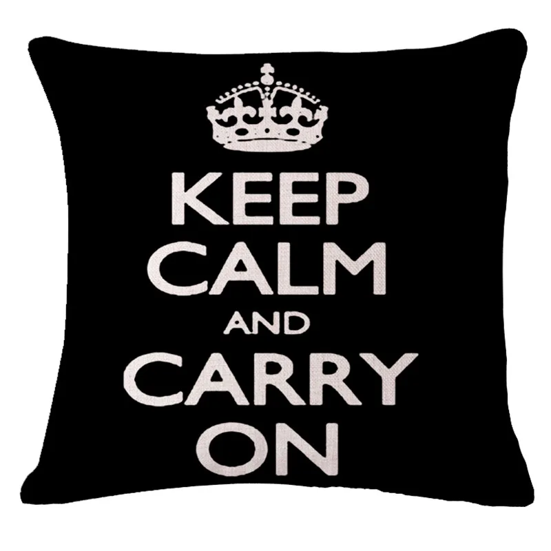 

Keep Calm Cushion Cover Woven Linen Family Affection Sofa Car Seat Family Home Decorative Throw Pillow Case Housse De Coussin