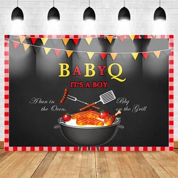 

BBQ Themed Boy Baby Shower Photo Background Newborn Baby Birthday Party Backdrop Grill Custom Barbecue Background Studio