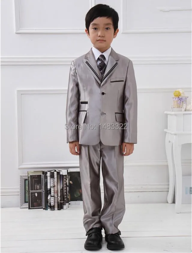 Custom made boys tuxedos,silver grey boys suit,wedding boys dress