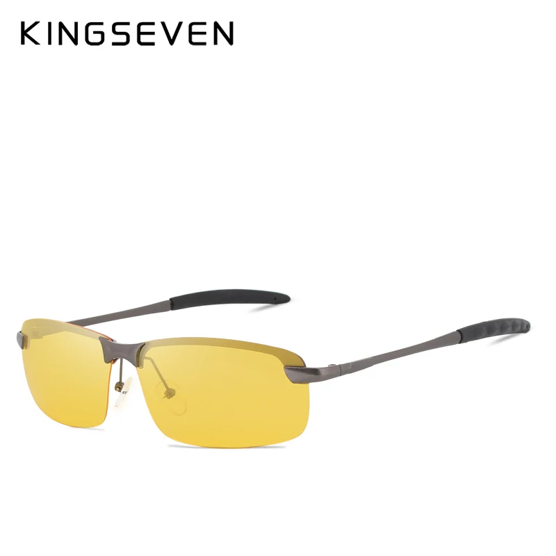 KINGSEVEN поляризованные солнцезащитные очки для мужчин и женщин, очки ночного видения, очки для вождения, Антибликовые Защитные солнечные очки с оригинальной коробкой - Цвет линз: C01 GRAY YELLOW
