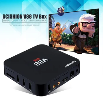 SCISHION V88 Set-top Tv box Android 5.1 Smart TV Box Quad Core 1G/8G 4K H.265 WiFi Full Loaded 1.5GHZ Media Player PK X96 X92