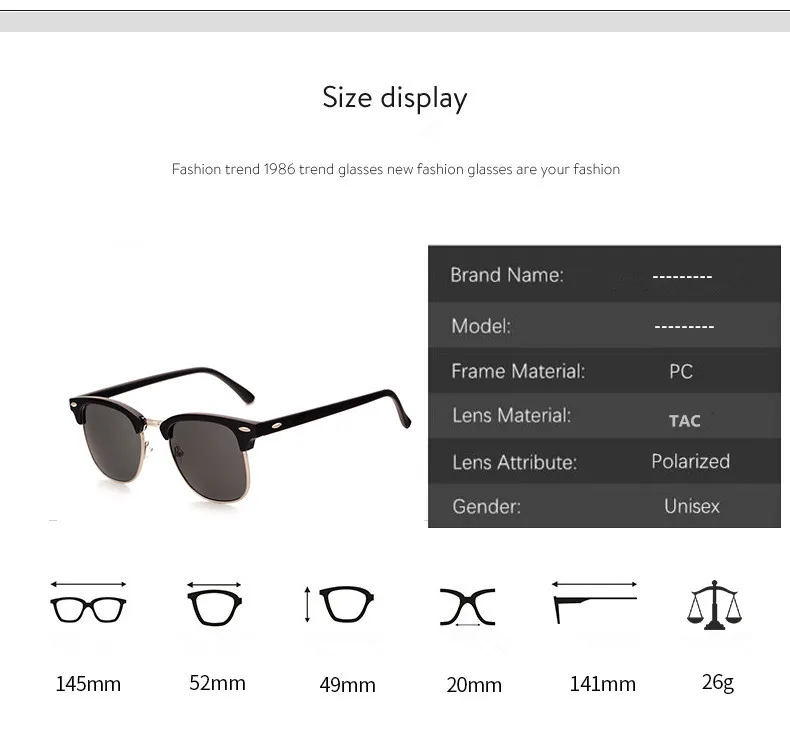 Classic Polarized Brand Designer Sunglasses Men Women Retro Sun Glasses Rivet Female Male Fashion Mirror Sunglass polarized sunglasses