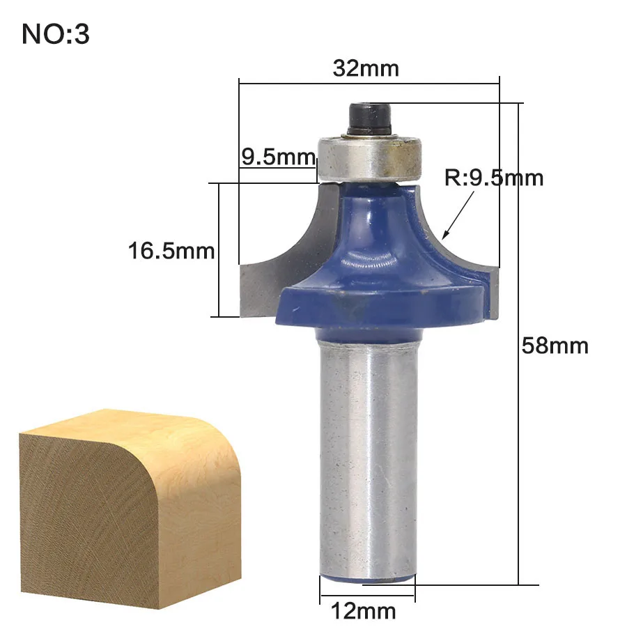 1 шт. 12 мм хвостовик 1/" Радиус Круглый над бисером окантовка формирования древесины фрезы карбида вольфрама фрезы для дерева Деревообрабатывающие инструменты - Длина режущей кромки: NO 3