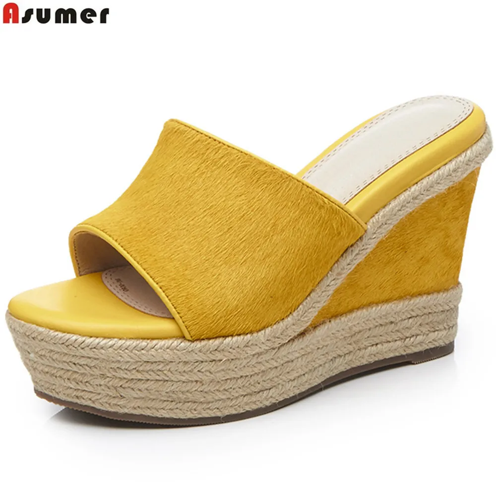 ladies yellow wedges