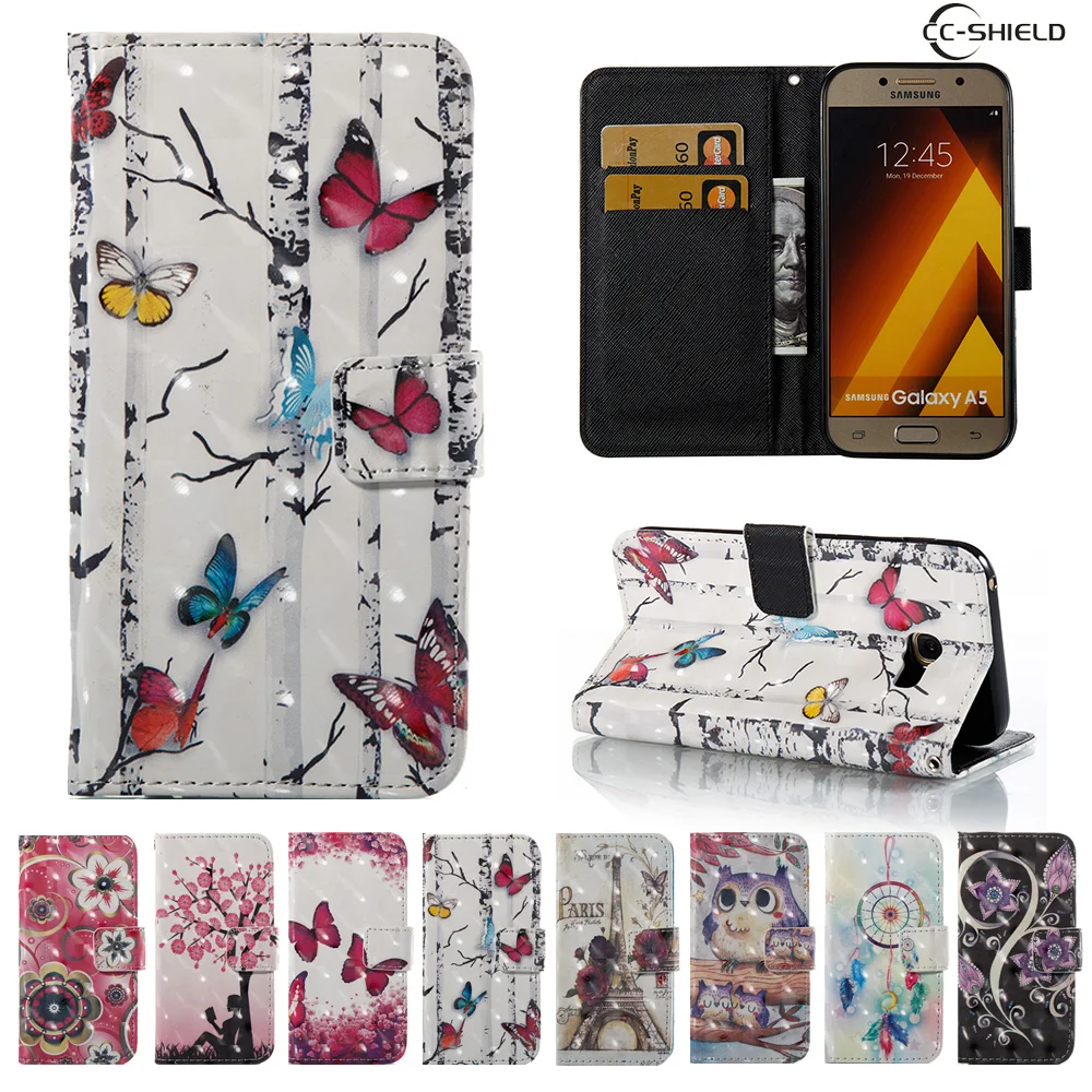 Флип кейс для Samsung Galaxy A5 A 5 2017 520 A520 A57 A520F A520F/DS SM 3D кожаный чехол телефона|case for samsung