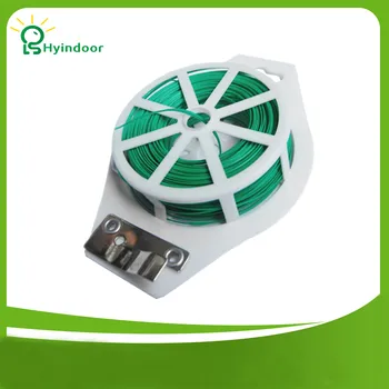 

50m 100m Green wire string Twist Tie Spool roll with Cutter for Garden Yard Plant Green PVC Twist Tie Line