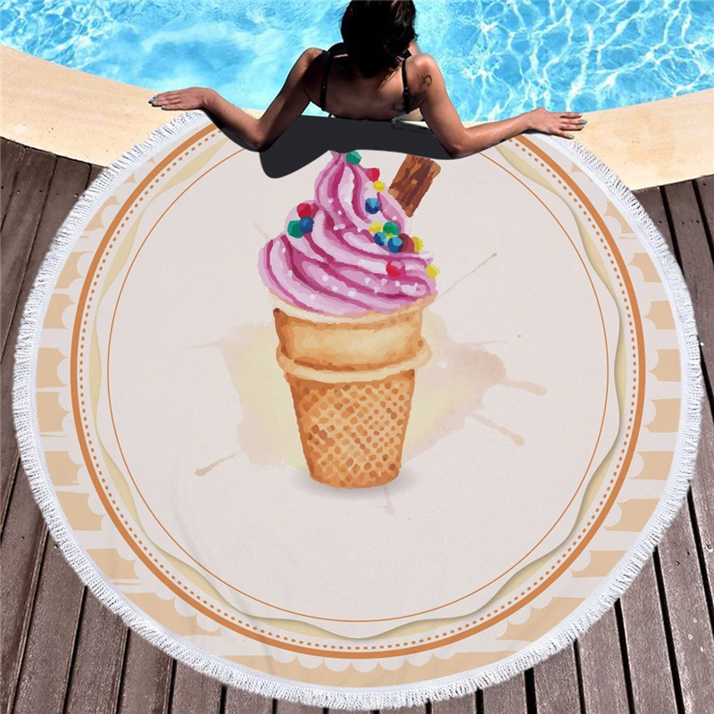 Мороженое, большой пляж Полотенца микрофибры с Ленточки для взрослых Ванна Полотенца для детей купальники толщиной Одеяло Йога коврик