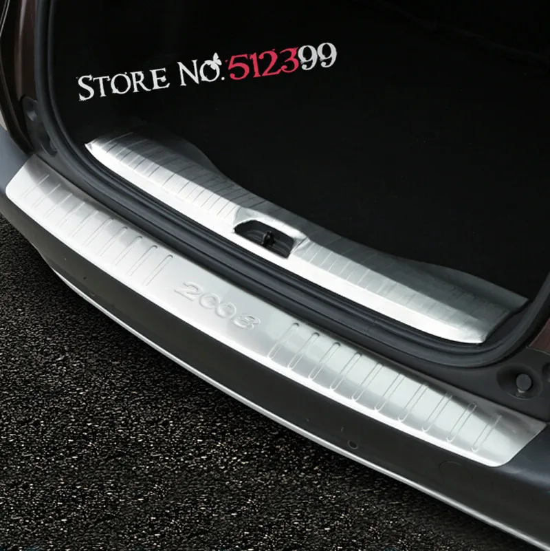 

1 set Stainless Steel Rear Trunk Inner Scuff Protector + Outer Rear Bumper Protector For Peugeot 2008 2014 2015 2016 2017