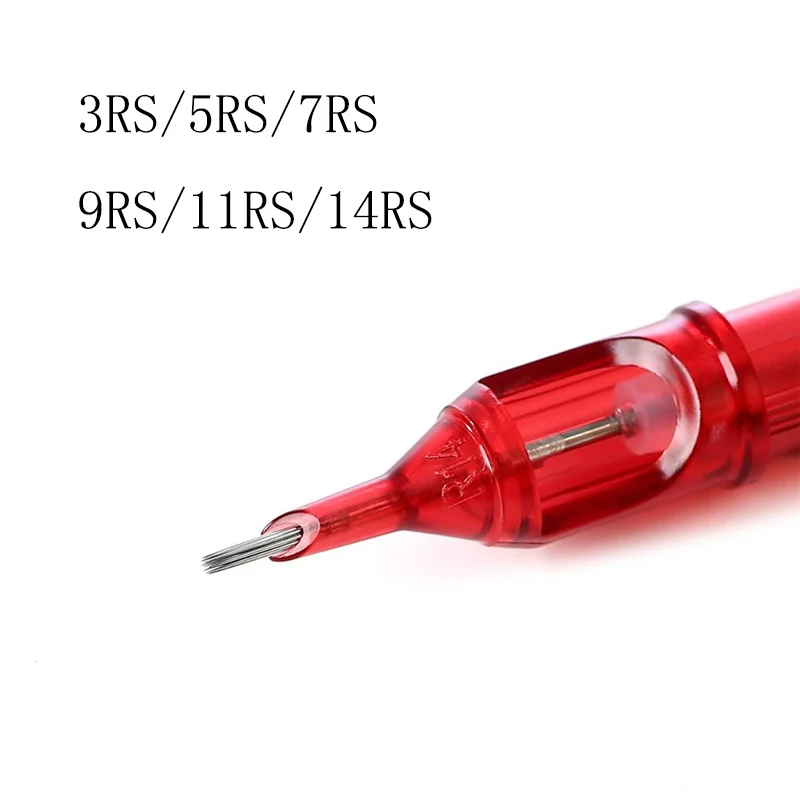 

10PCS Round Shader Tattoo Cartridge Needle Red Color Disposable Permanent Makeup 0.35MM Cartridge Needle 9RS/11RS/14RS For Gun