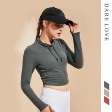 Женские футболки для тренажерного зала, укороченные топы для йоги, спортивные рубашки с длинным рукавом, топы для тренировок, фитнеса, бега, спортивные футболки, быстросохнущая Спортивная одежда для йоги