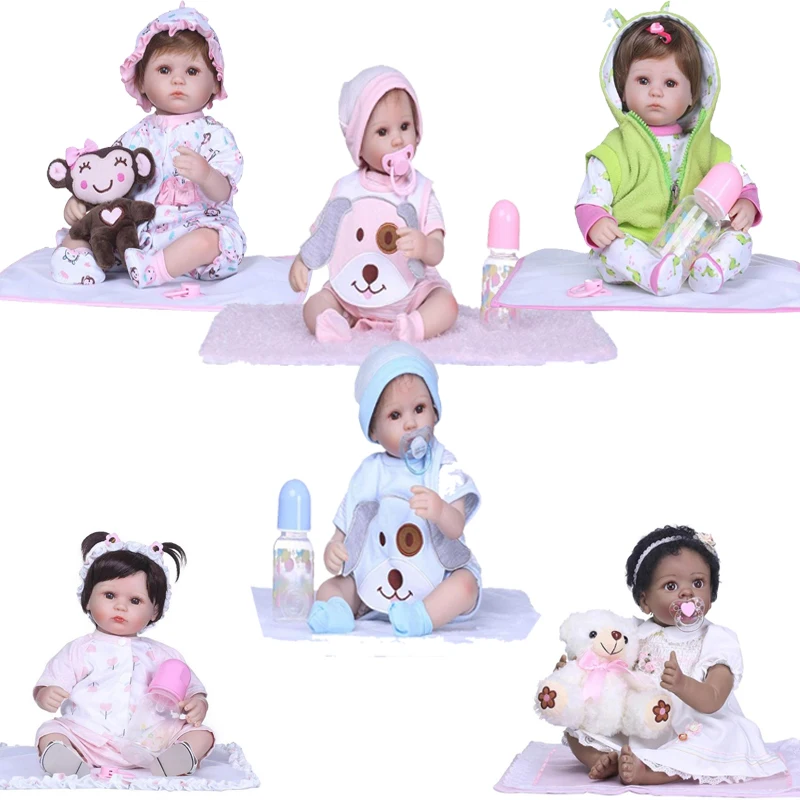 

bebes reborn doll 27cm/40cm/50cm/55cm New Silicone Reborn Baby Adorable Lifelike Baby Dolls com corpo de menina Christmas Gifts