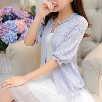 

cardigan women's sweater thin spring outfit with the 2019 Korean version of loose spring and autumn hollow shawl jacket