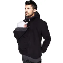 Europe and the explosion of two in one multifunctional father kangaroo hoodies autumn winter Mens pouch jacket coat