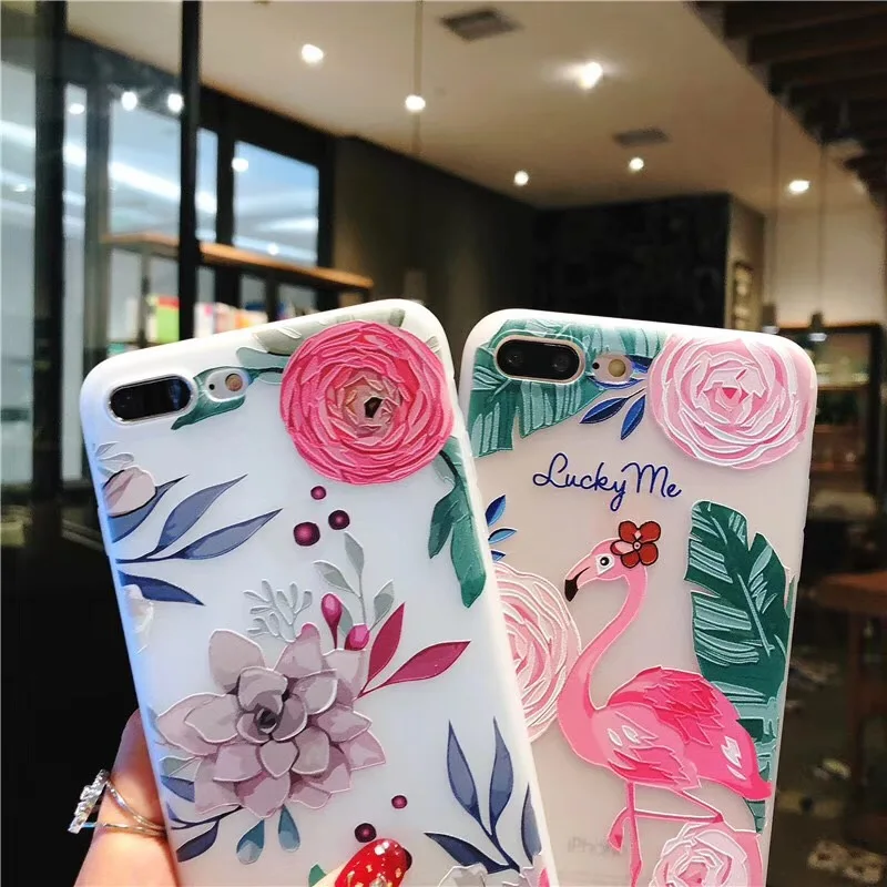 Милый чехол с изображением фламинго единорога цветов для iPhone X 7 6 S 8 Plus мягкие