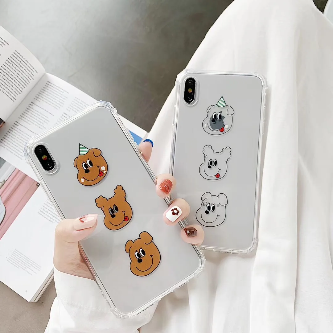 

INS Korea cute cartoon animal dog phone case For iPhone Xs MAX XR X 6 6s 7 8 plus funny pattern couple clear soft TPU back Cover