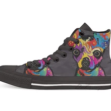 Собака породы чихуахуа; Новинка; дизайнерская парусиновая обувь с высоким берцем; повседневная обувь на плоской подошве; Прямая