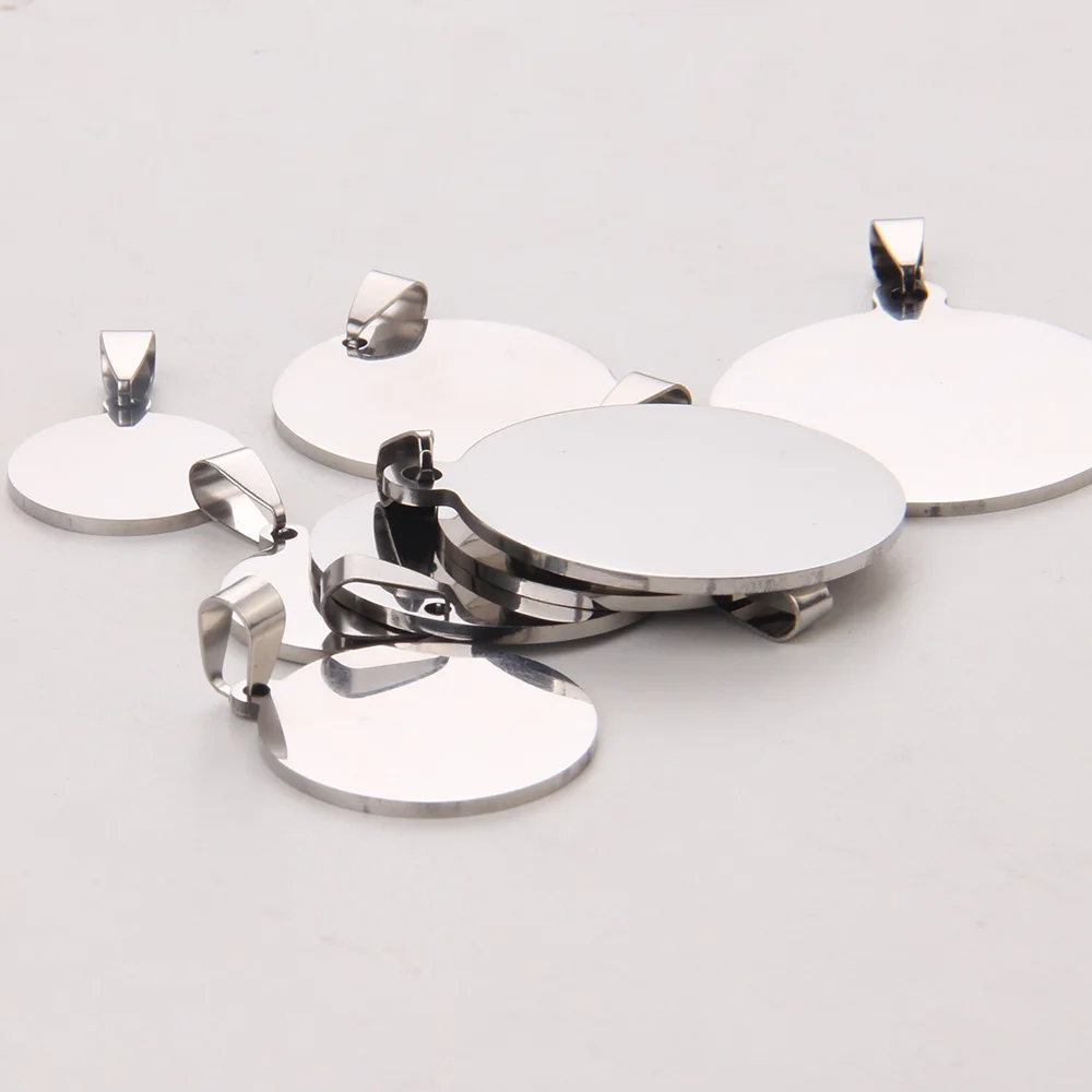 

2 Sides High Polished Metal Tags Stainless Steel Round Blank Id Dog Tag Charm Pendant ID Tarjeta Colgante Wholesale 50pcs