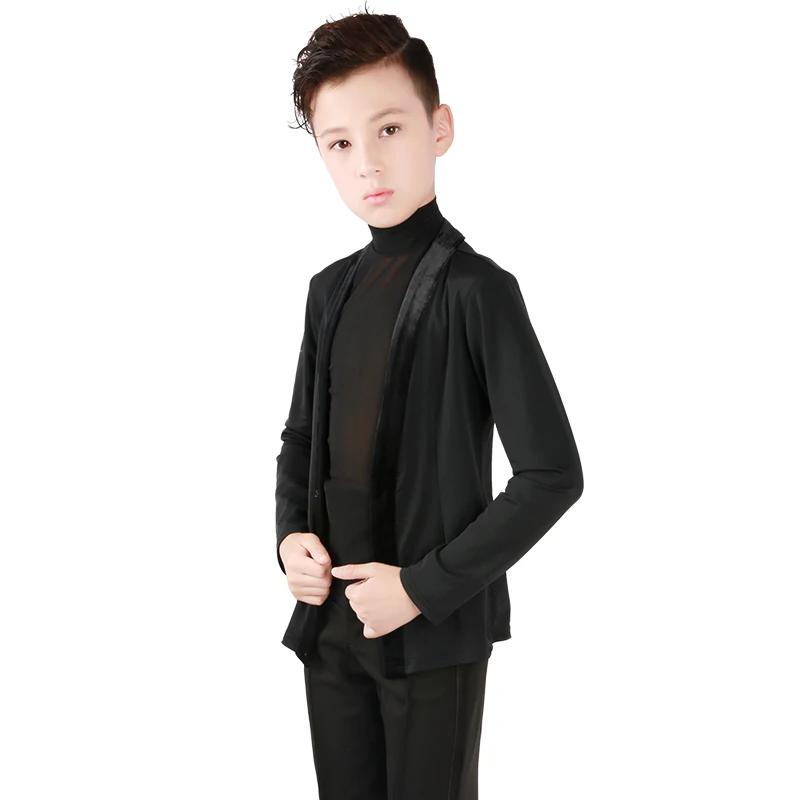 YiZYiF Kids Boys Fashion Prom Dancewear Modern Ballroom Salsa Tango Dance Long Sleeve Latin Shirts and Trousers Outfits set
