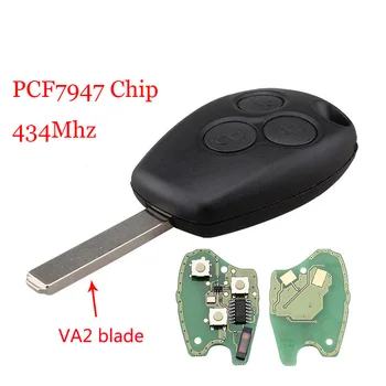 

New 3 Buttons 434Mhz PCF7947 Remote Car Key Fob Uncut VA2 Blade for Renault Clio Kangoo Master Modus Twingo Car-styling