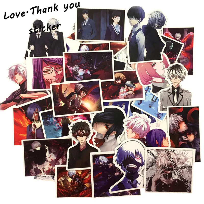HOT 50Pcs/Lot Japan Anime Tokyo Ghoul For Luggage Laptop Skateboard Car Bicycle Backpack Decal Pegatinas Toy Stickers